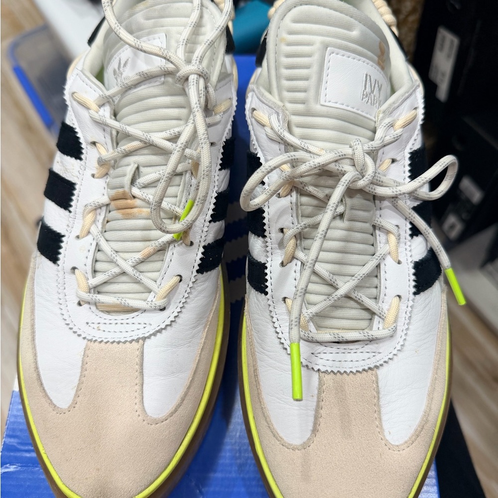 IVY PARK Beige White Black Neon Yellow Trim Platform Sneakers